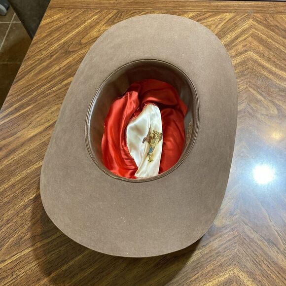 Vintage Willard Hat Co Dark Tan Felt Made in Texas Feather Hat Band Western 60’s - Picture 6 of 10